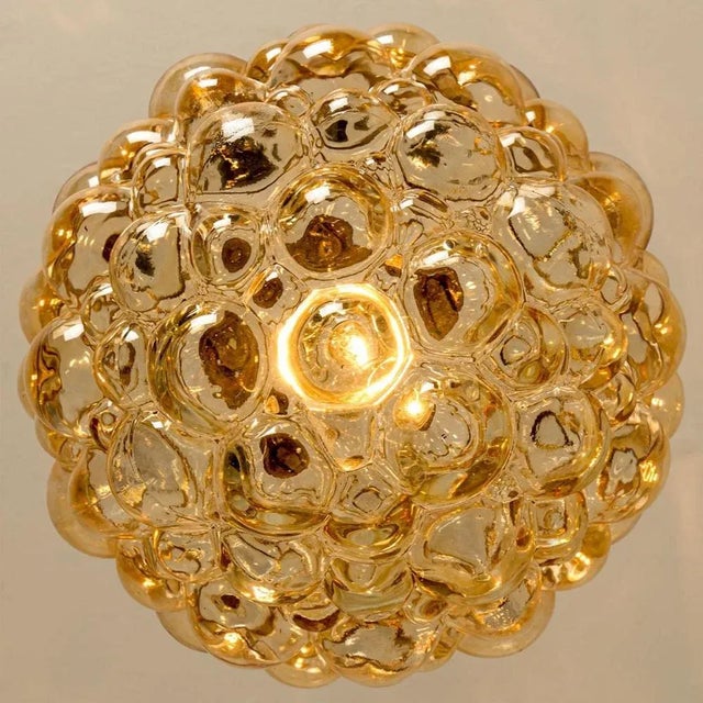 Vintage German Bubbled Glass and Brass Pendant by Helena Tynell, 1970 For Sale - Image 9 of 15