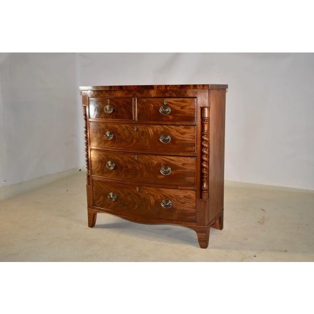 19th Century English Mahogany Bow Front Chest of Drawers For Sale - Image 4 of 12