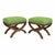 Modern pair of ottomans. The set is done in a modern seafoam green. The finish is walnut. The frames are made of alder.....