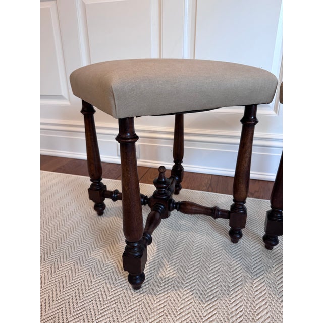 Pair of Antique 19th Century English Upholstered Foot Stools For Sale - Image 4 of 15