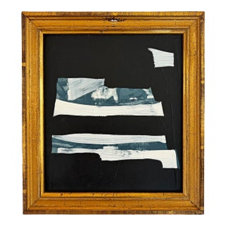 "Wind" Abstract Art in Antique Gold Frame, Small Transitional Living Room Wall Art by JTS For Sale