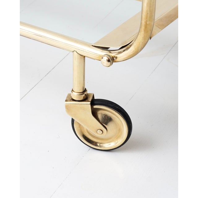 French Art Deco Bar Cart in Brass, 1920s For Sale - Image 9 of 10