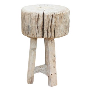 21" Tall Primitive Round Table For Sale