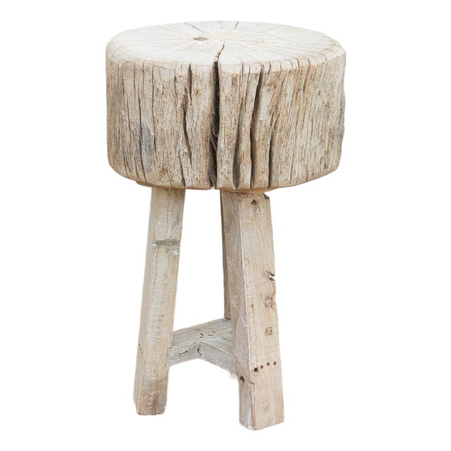 21" Tall Primitive Round Table For Sale