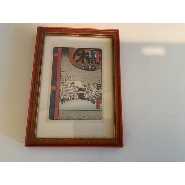 Mid 20th Century Japanese Miniature Framed Japanese Woodblock Print — Edo‑Style Riverside Scene For Sale - Image 12 of 13