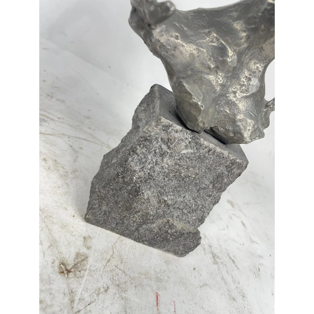 Antique Metal Sculpture of Girl with Braids, 1950s For Sale - Image 3 of 10