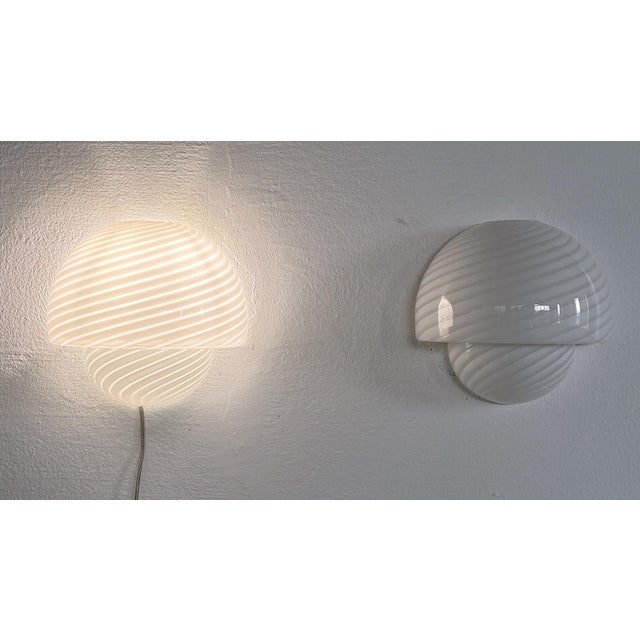 Italian Murano Swirl Glass Mushroom Wall Sconces from De Majo, 1970s, Set of 2 For Sale - Image 4 of 13