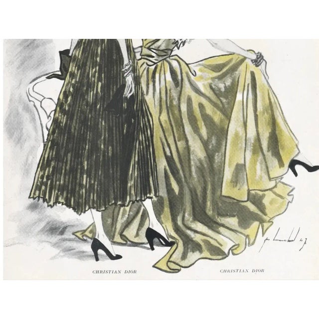 Mid-Century Modern 1947 Mid-Century French Christian Dior Fashion Design Print For Sale - Image 3 of 3