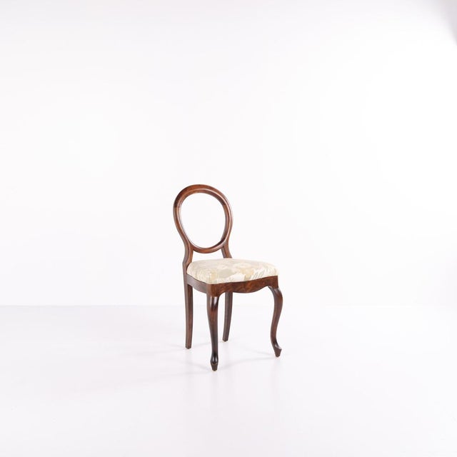 Rococo Style Salon Dining Chairs in Mahogany and Light Floral Fabric, Set of 4 For Sale - Image 5 of 15