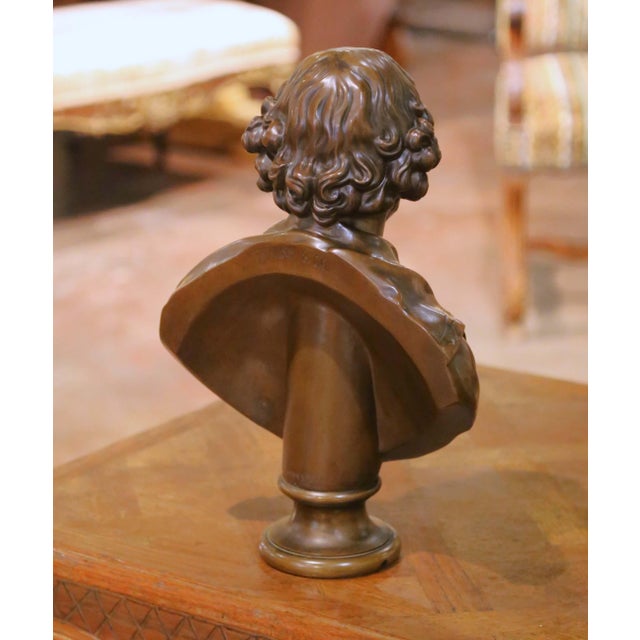 Late 19th Century 19th Century American Tiffany & Co. Bronze Bust of William Shakespeare For Sale - Image 5 of 11