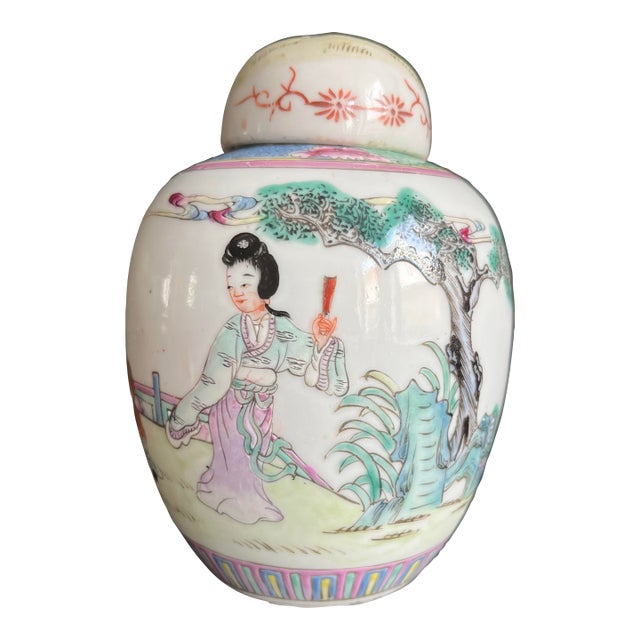 Antique Chinese Petite Famille Rose Pastel Ginger Jar For Sale
