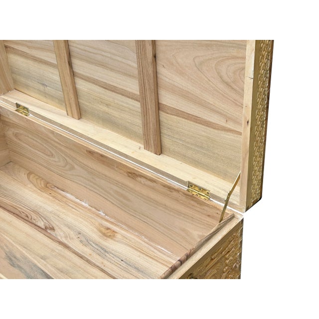 Light Tan Brown Dragon Carving Camphor Wood Trunk Chest For Sale - Image 9 of 13