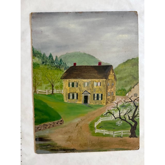 Double Sided Vintage House and Tea Kettle Painting For Sale - Image 11 of 13