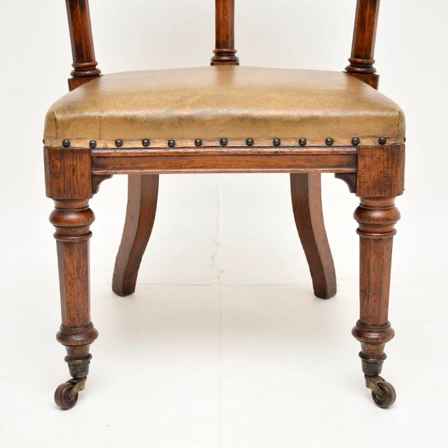 Antique Victorian Gothic Revival Oak Desk Chair, 1870s For Sale - Image 11 of 12