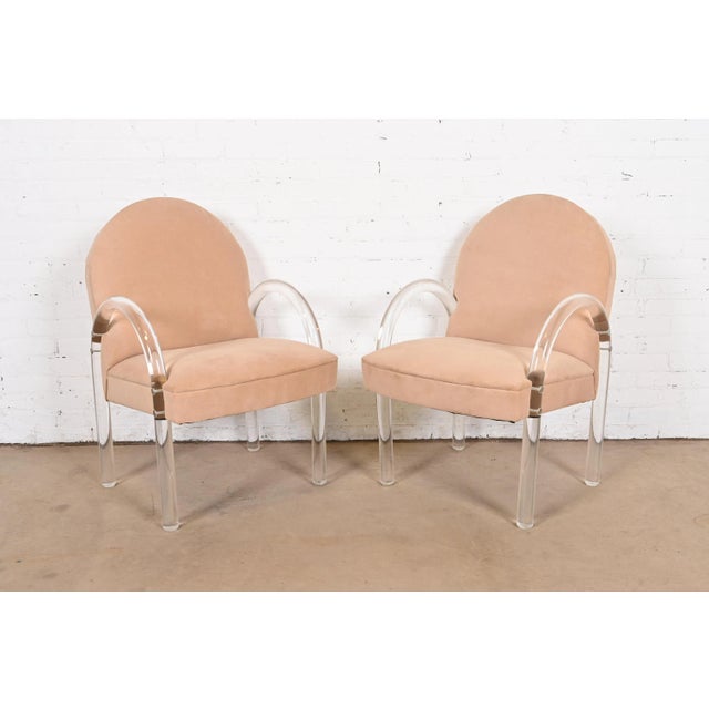 Leon Rosen for Pace Collection Modern Art Deco Lucite Waterfall Armchairs, Pair For Sale - Image 12 of 12