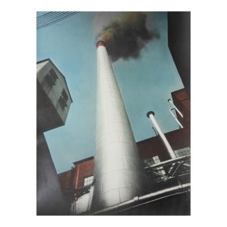 Early 20th Century Industrial Smoke Stack Colortone Photograph For Sale