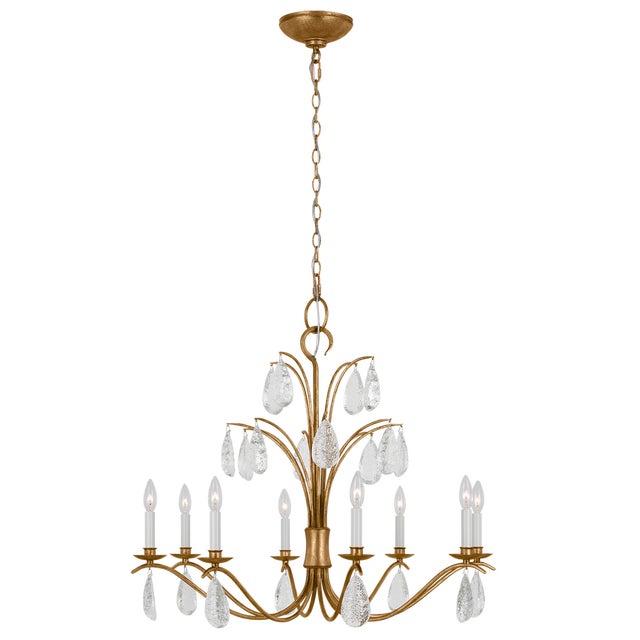 Traditional Chapman & Myers By Visual Comfort Studio Shannon 8-Light Large Chandelier in Antique Gild with Textured Crystal Drop Glass For Sale - Image 3 of 3