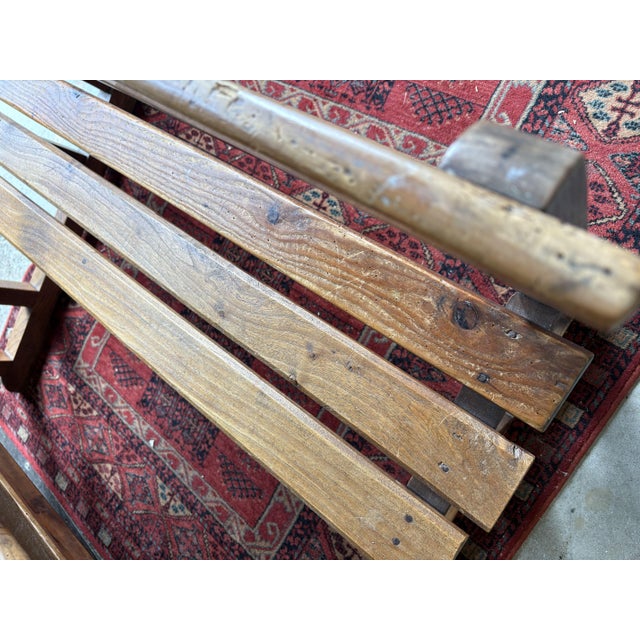 Vintage Wooden School Desk with Built-in Bench, 1950s For Sale - Image 13 of 16