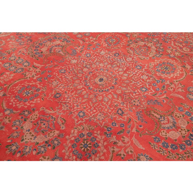 Antique Overdyed Red Wool Rug With Rosette Design For Sale - Image 10 of 10