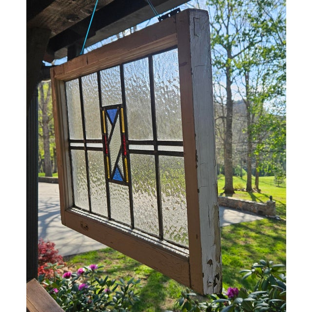 Art Deco Antique New Orleans French Quater Stain Glass Window For Sale - Image 3 of 17