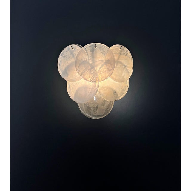 Glass Wall Sconces with Alabaster White Disks, 1990s, Set of 2 For Sale - Image 11 of 17