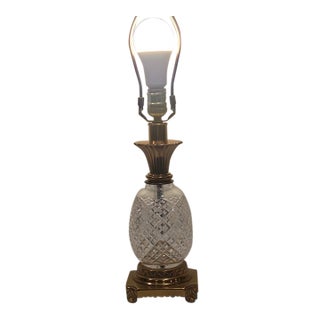Vintage Waterford Cut Crystal Pineapple Table Lamp With Brass Base For Sale