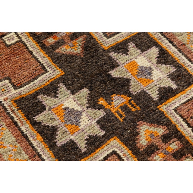 Handmade Vintage Turkish Brown Wool Runner With Tribal Star Motifs For Sale - Image 9 of 10