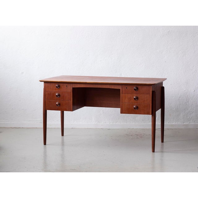 Wood Mid-Century Modern Danish Teak Desk with Six Drawers, 1960s For Sale - Image 7 of 7