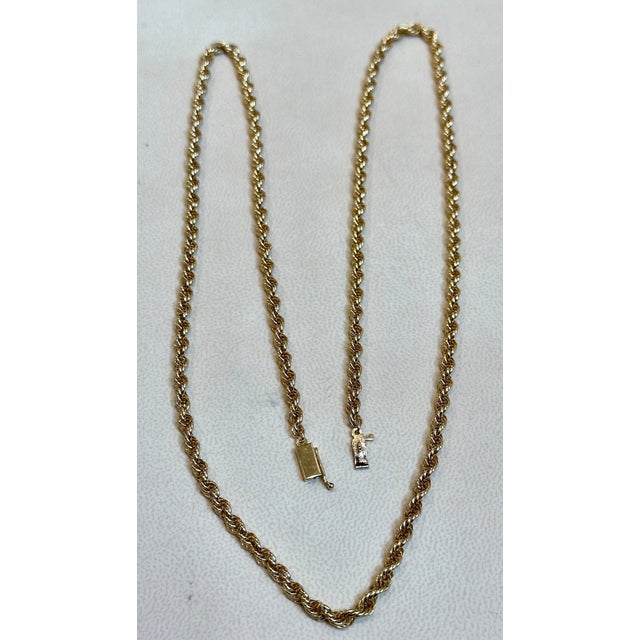 Metal 14 Karat Yellow Gold 20.5 Gm, Rope Chain Necklace For Sale - Image 7 of 8