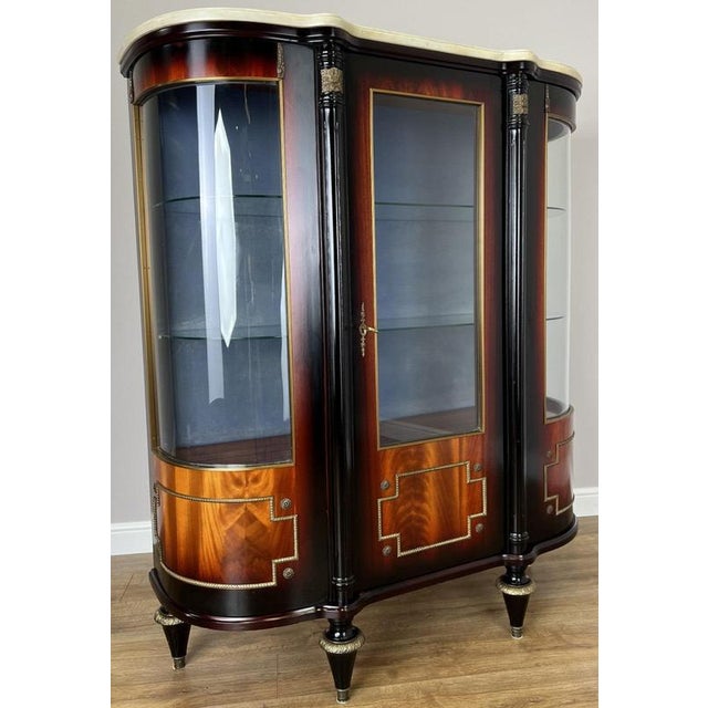 Traditional Vintage French Empire Style Display Cabinet with Marble Top For Sale - Image 3 of 18