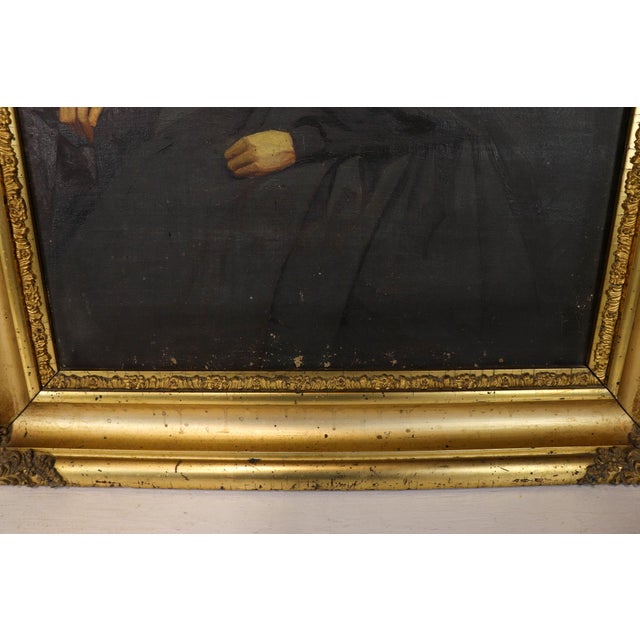 19th Century Victorian Oil Portrait Pendant Pair in Gilt Frames For Sale In Kansas City - Image 6 of 16