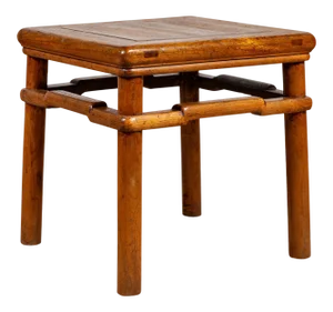 Chinese Antique Ming Style Natural Wood Side Table with Humpback Stretcher