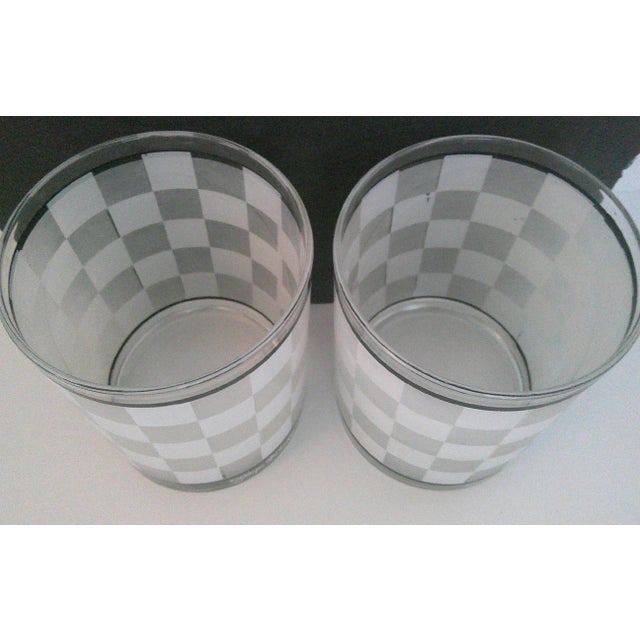 Glass Vintage Mid-Century Modern Signed Georges Briard Frosted Checkers Lowball Glasses - Set of 2 For Sale - Image 7 of 9