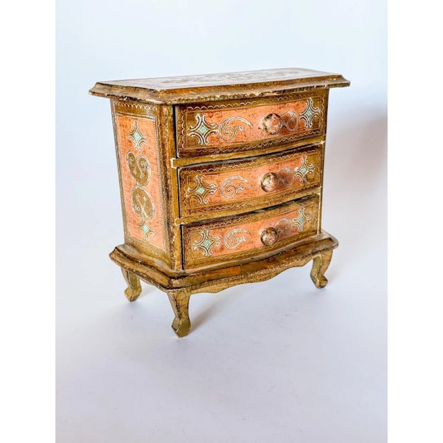 Peach Vintage Florentine Jewelry Chest of Drawers For Sale - Image 8 of 17