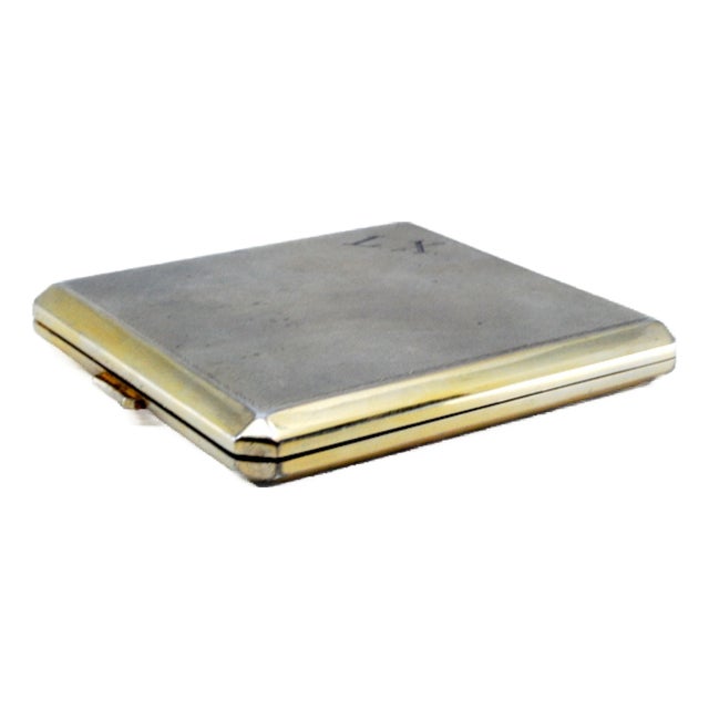 Matte Silver Toiletry Box with Mirror For Sale