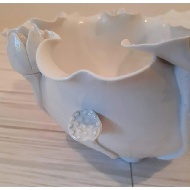 Late 19th Century China Blanc De Chine White Porcelain Dehua Lotus Lily Pad Bowl For Sale - Image 5 of 11