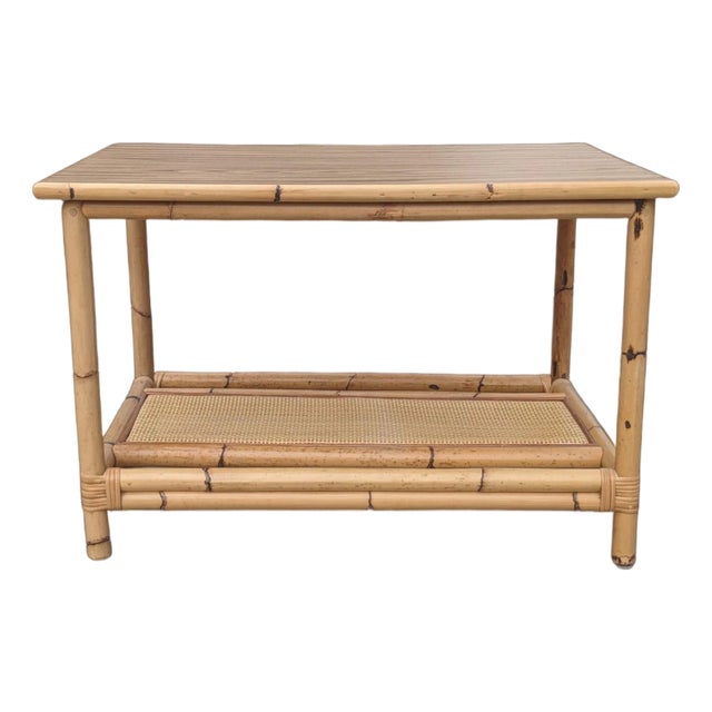 1950s McGuire Style Bamboo and Rattan Patio Sunroom Coffee Table For Sale