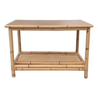 Vintage McGuire Style Mid Century Bamboo and Rattan Coffee Table For Sale