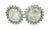 Stunning 14K White Gold Green Amethyst and Diamond Earrings featuring 12 mm round green amethysts surrounded by brilliant...