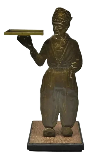 Vintage Copper Dutch Man Figure Entry Hall Key Change Trinket Dish Stand Holder