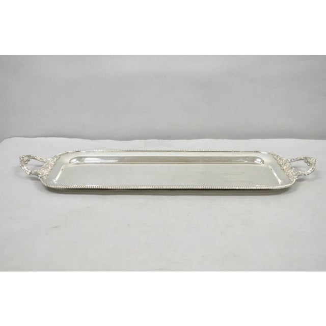 Vintage Barker Ellis English Regency Narrow Silver Plated Serving Dish Bar Tray For Sale - Image 11 of 12