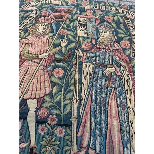 Vintage Medieval Style Jacquard The Knights Tapestry in the style of Aubusson, 1960s For Sale - Image 16 of 18
