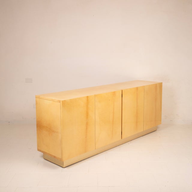 Mid-Century Modern Italian Parchment and Brass Sideboard from Tura Milano, 1970s For Sale - Image 11 of 18