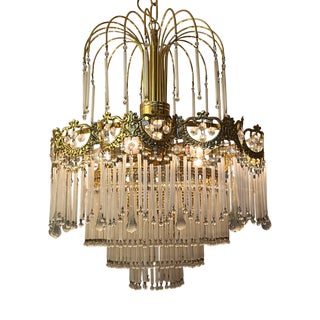 Italian Opaline Rod Chandelier, 1980s For Sale