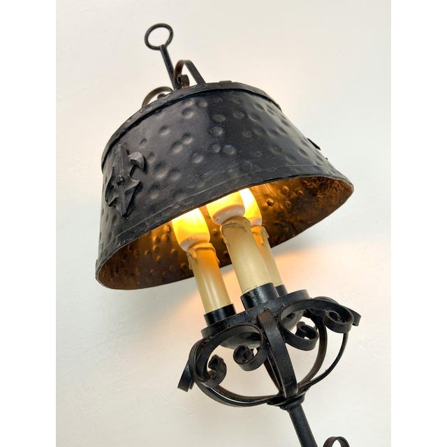 Mid-Century Modern Mid-Century Brutalist Style Forged Table Lamp in Wrought Iron, 1960s For Sale - Image 3 of 18