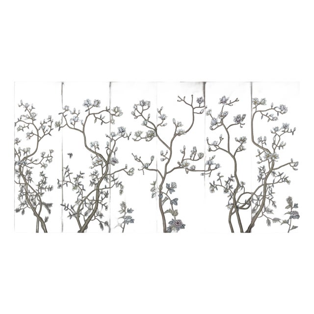 Luxury Hand-Painted Wallpaper | Magnolia Chinoiserie | Chinese Art Inspired Mural for Statement Walls For Sale