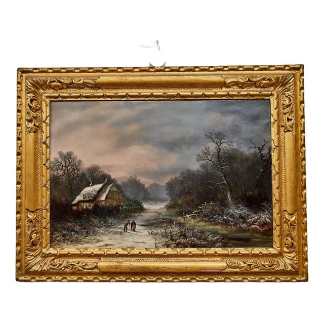 Charles Leaver, Winter Landscape, Oil on Canvas For Sale