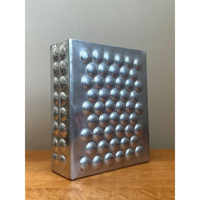 Metal Vintage Modernist Aluminum Vase For Sale - Image 7 of 18
