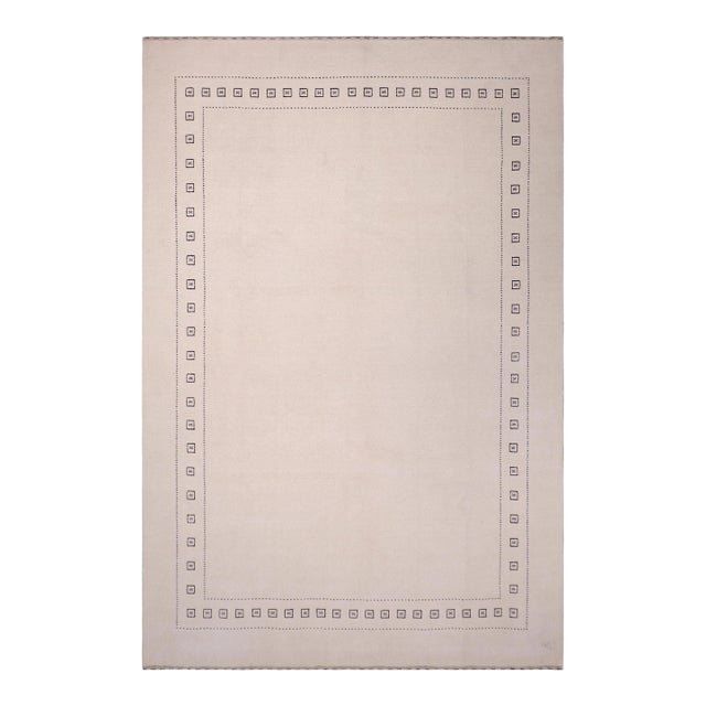 Contemporary Gabbeh Beige/Charcoal Wool Rug - 9'0''x12'0'' For Sale