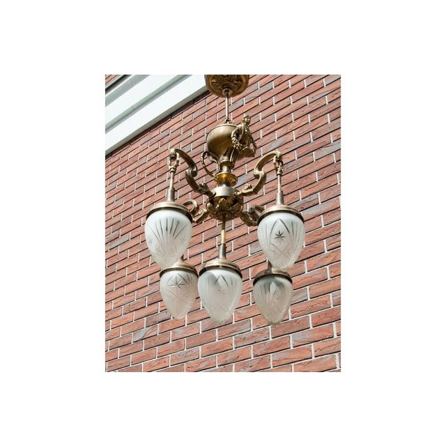 Mid 20th Century Brass Chandelier, Western Europe., 1950s, in Flawless conditions. Designed 1950 to 1959 Up to 250V...